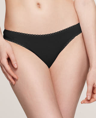 Charter Club Pretty Cotton Thong Black