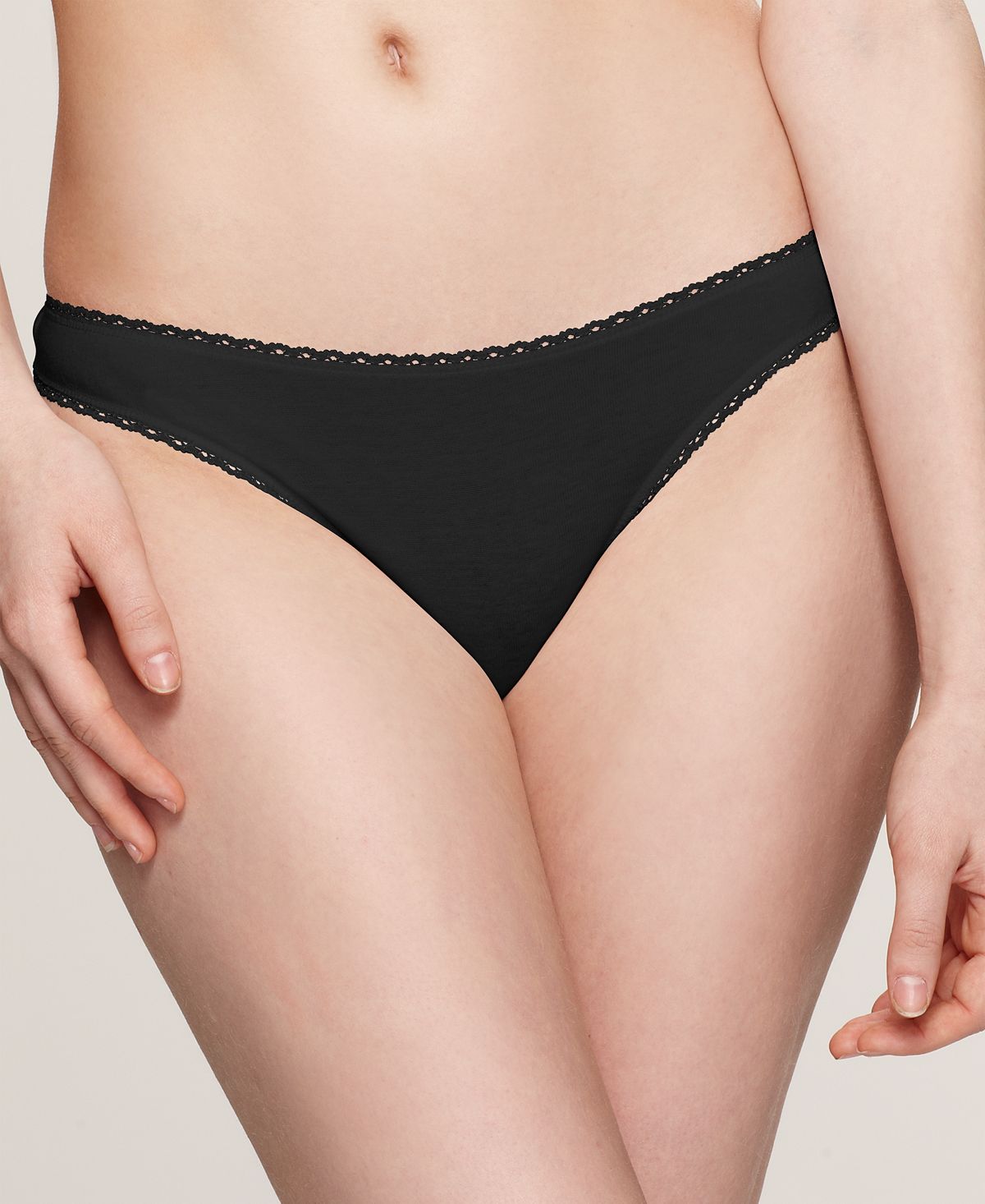 Charter Club Pretty Cotton Thong Black