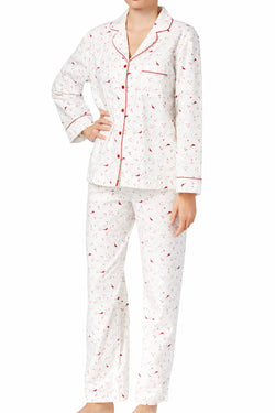 Charter Club Printed Cotton Flannel Pajama Set in Ivory Cardinal thumbnail 1