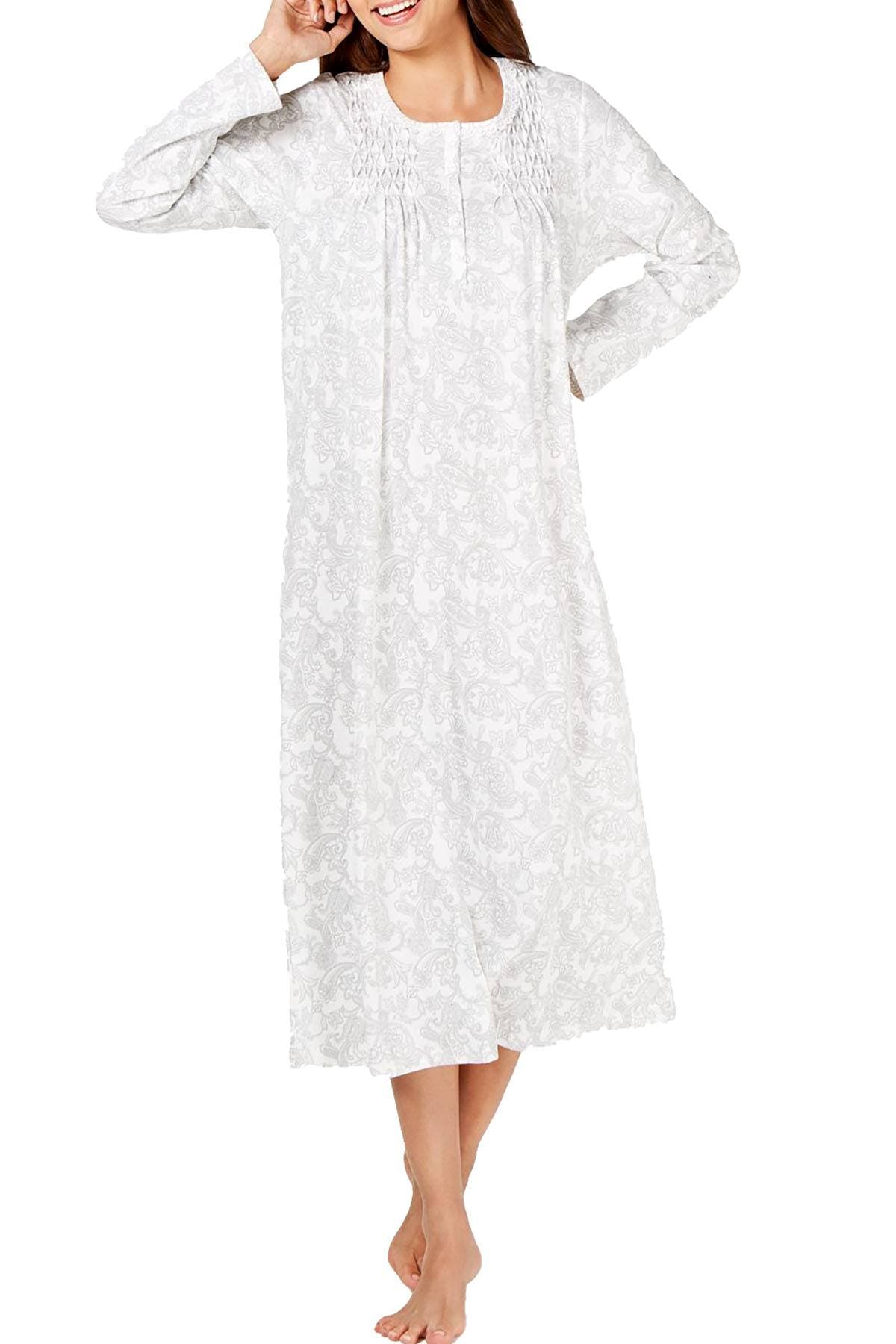 Charter Club Printed Long Cotton Nightgown in Prancing Paisley