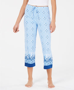 Charter Club Printed Soft Knit Cropped Lounge Pant in Galaxy Blue thumbnail 2