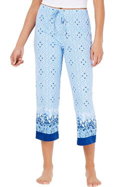 Charter Club Printed Soft Knit Cropped Lounge Pant in Galaxy Blue thumbnail 1