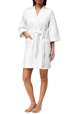 Charter Club Short Spa Waffle Robe in Bright White thumbnail 2