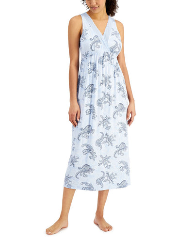 Charter Club Sleeveless Lace-trim Printed Nightgown Summer Paisley