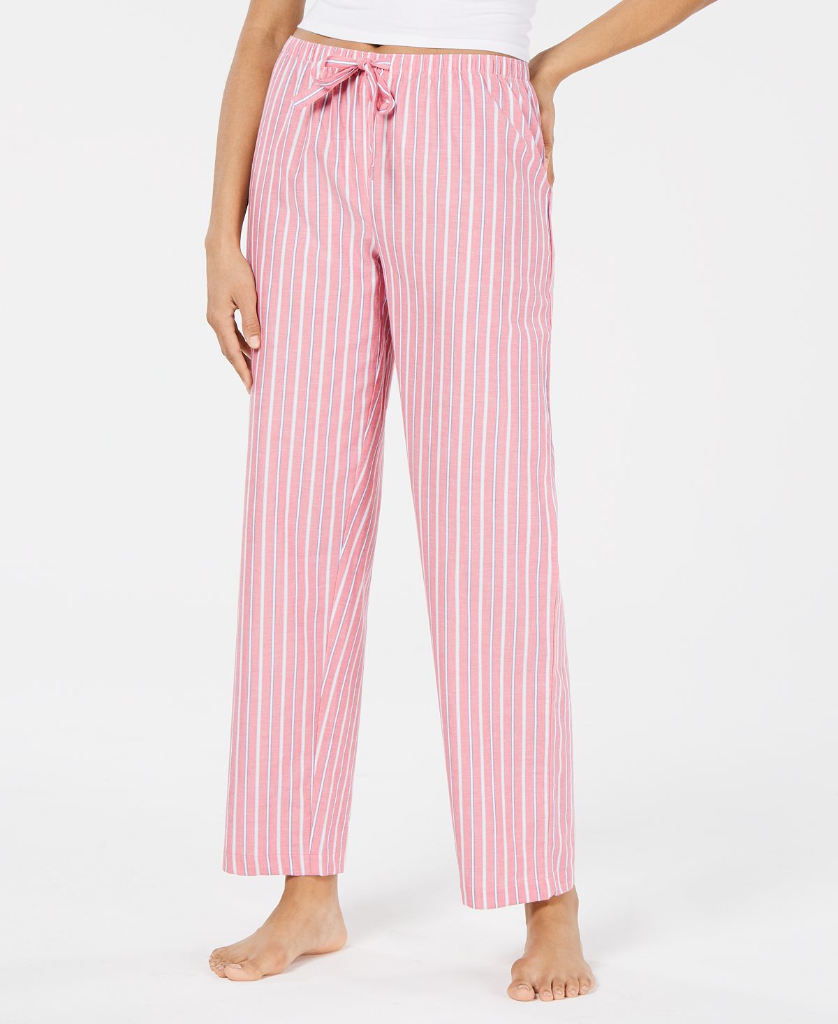Charter Club Stripe-print Woven Soft Cotton Pajama Pants Edged Stripe