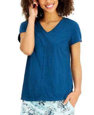 Charter Club V-neck Pajama Top Deep Teal