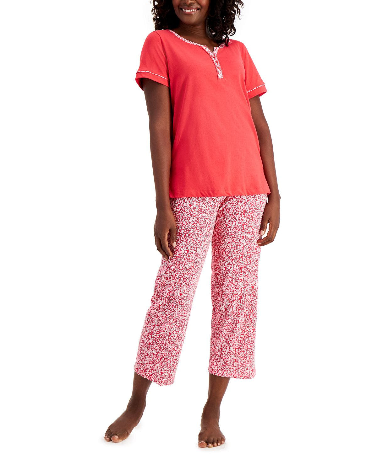 Charter Club Wo Cotton Capri Pajama Set Poppy Ditsy