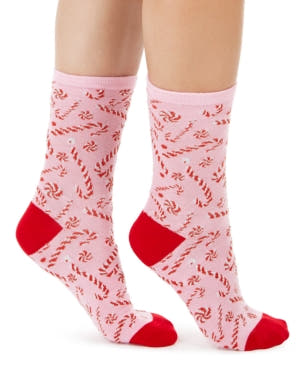 Charter Club Women's Candy Cane Crew Socks