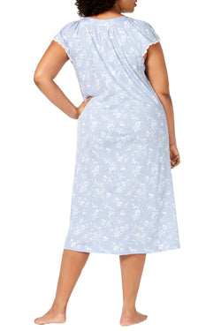 Charter Club intimates PLUS Eventide Tonal Flutter Sleeve Printed Soft Knit Nightgown thumbnail 2