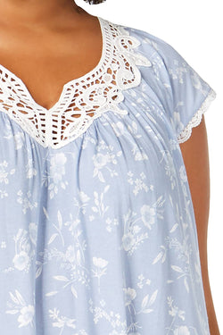 Charter Club intimates PLUS Eventide Tonal Flutter Sleeve Printed Soft Knit Nightgown thumbnail 3
