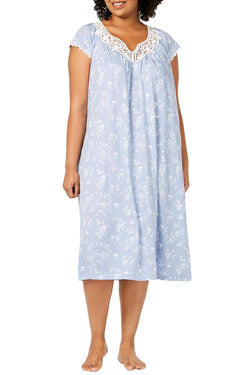 Charter Club intimates PLUS Eventide Tonal Flutter Sleeve Printed Soft Knit Nightgown thumbnail 1