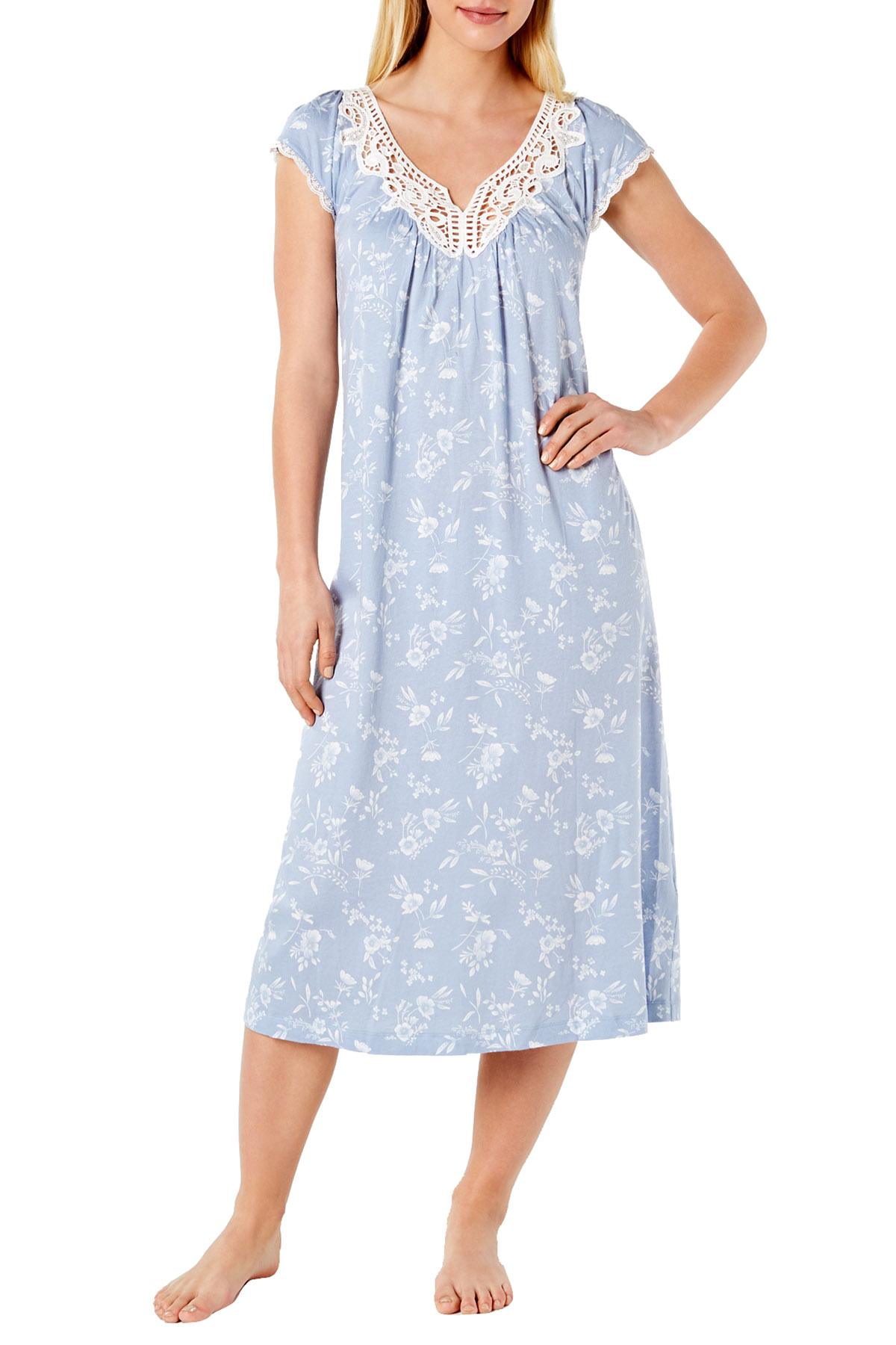Charter Club intimates PLUS Eventide Tonal Flutter Sleeve Printed Soft Knit Nightgown