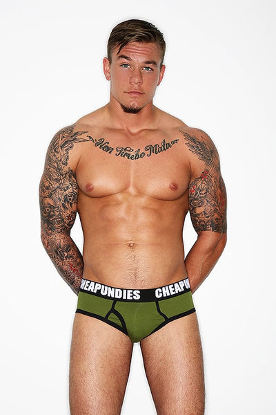 CheapUndies Army Green Impact Fly Brief