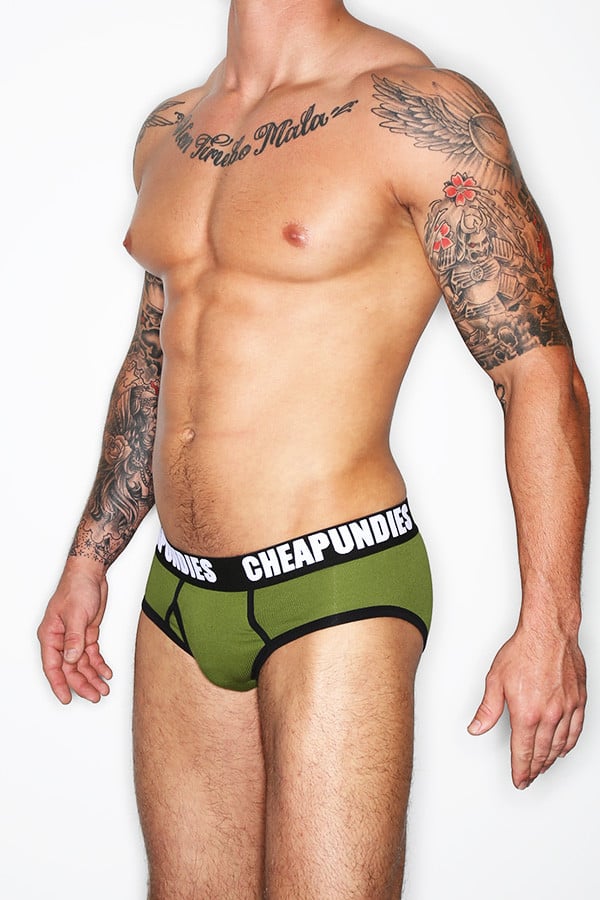 CheapUndies Army Green Impact Fly Brief