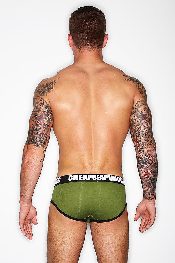 CheapUndies Army Green Impact Fly Brief