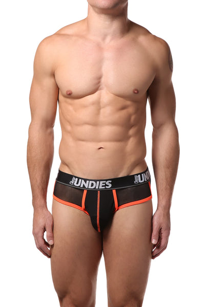 CheapUndies Black/Orange Mesh Brief