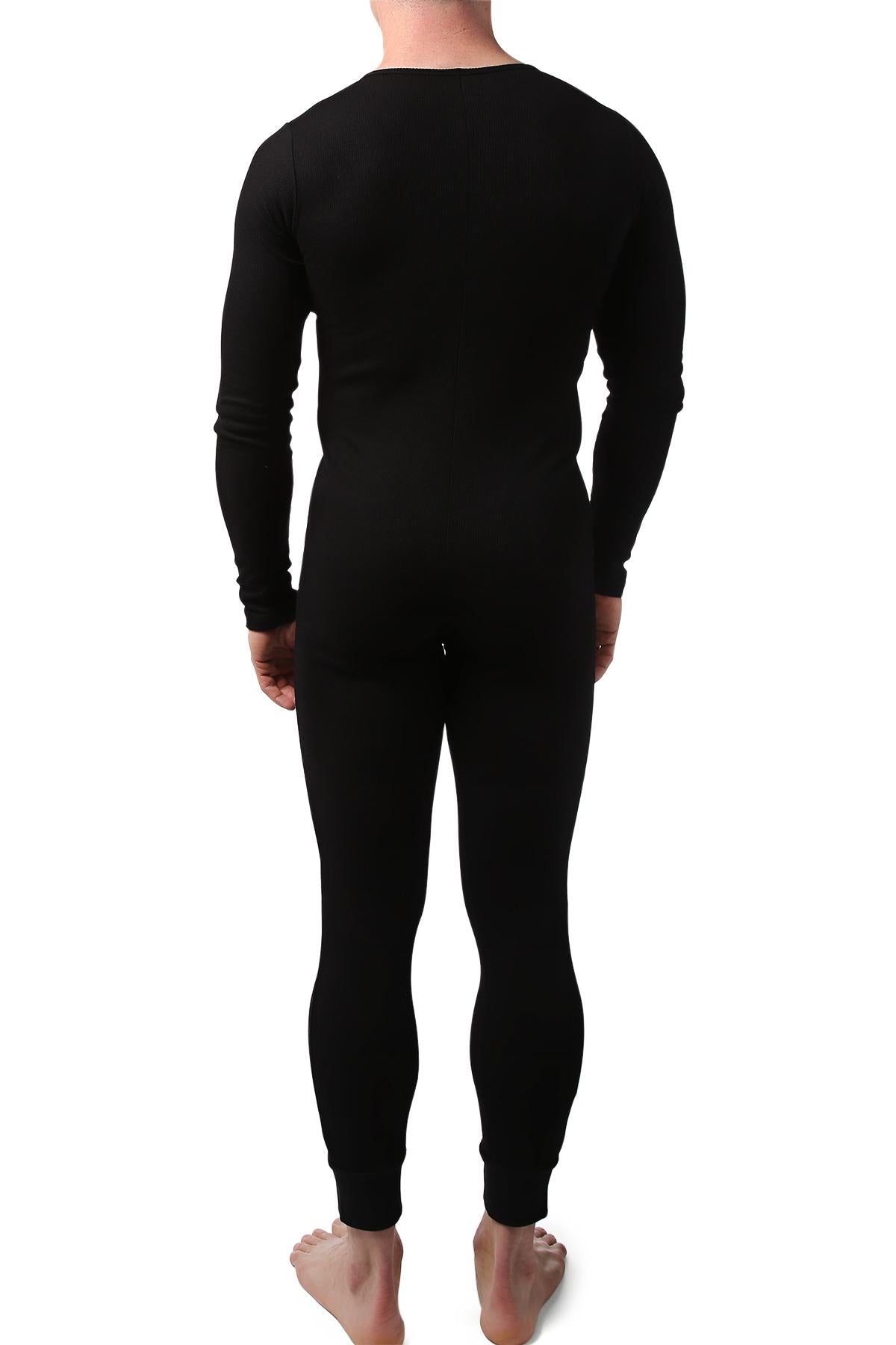 CheapUndies Black Waffle Knit Thermal Union Suit