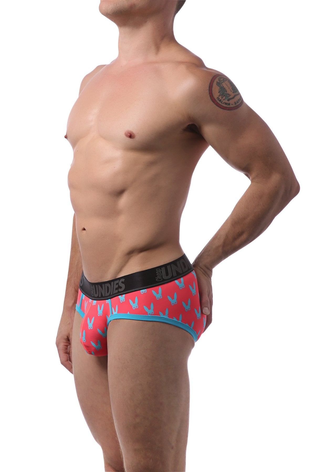CheapUndies Coral and Blue Naughty Bunny Brief