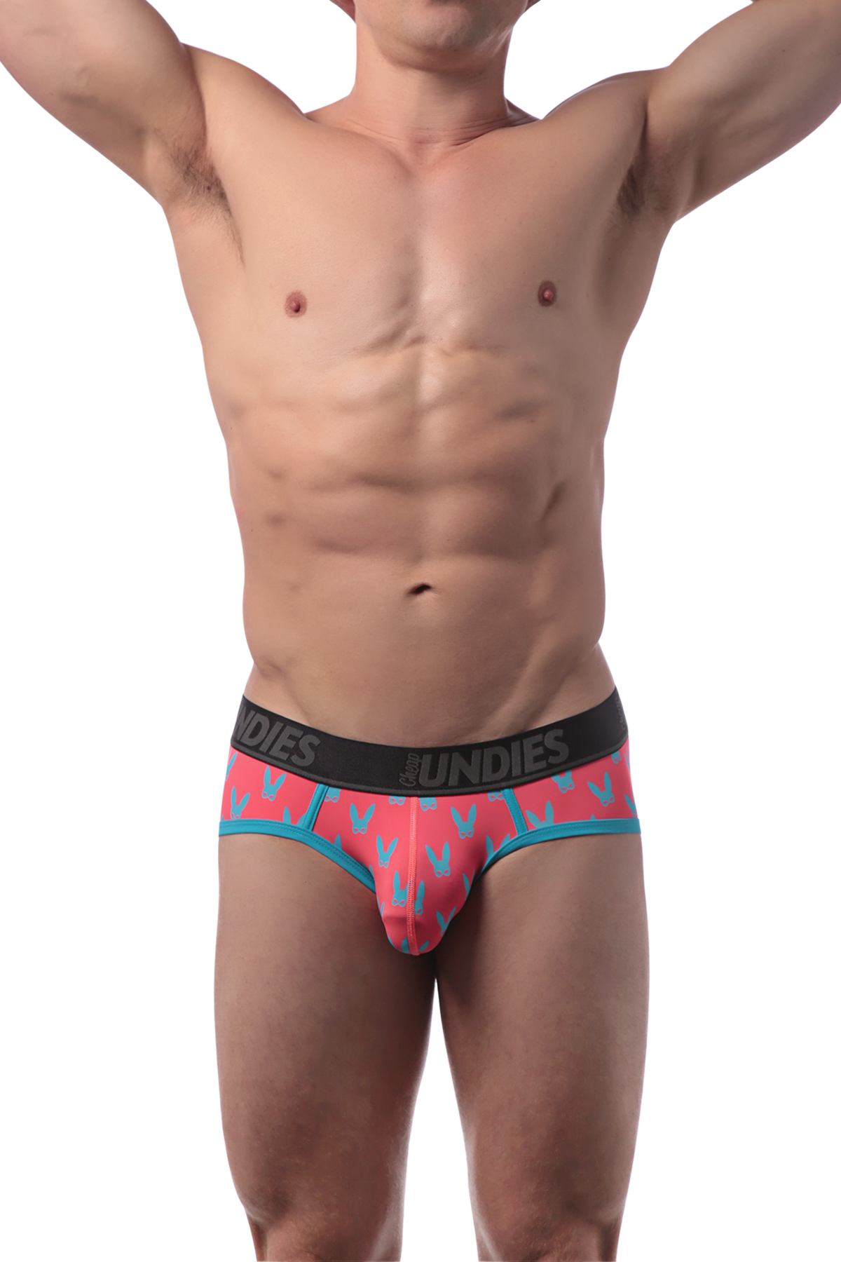 CheapUndies Coral and Blue Naughty Bunny Brief