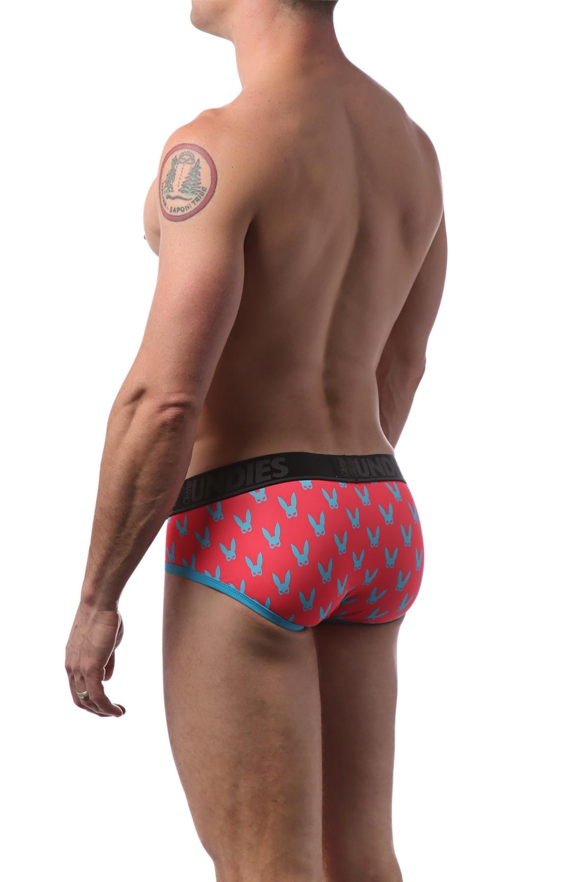 CheapUndies Coral and Blue Naughty Bunny Brief