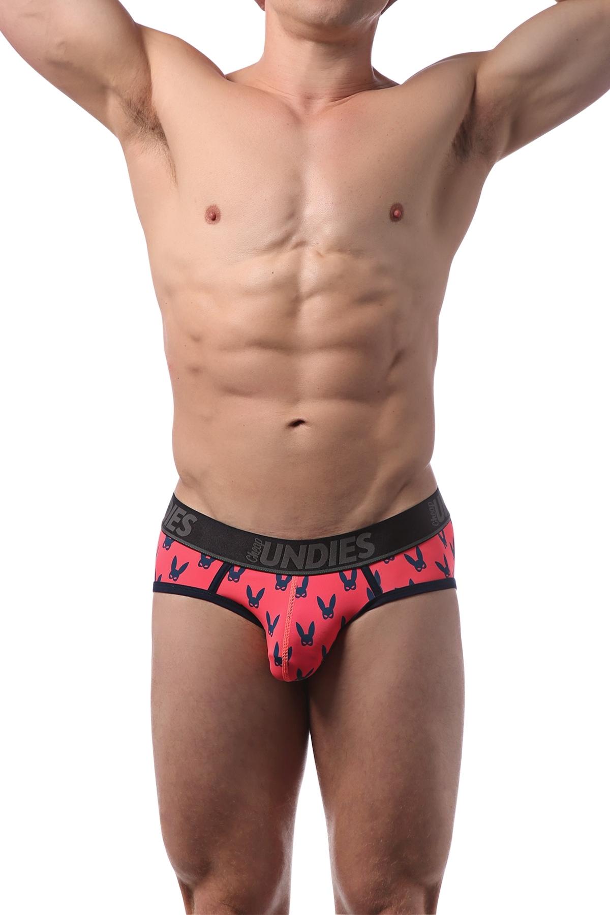 CheapUndies Coral and Navy Naughty Bunny Brief