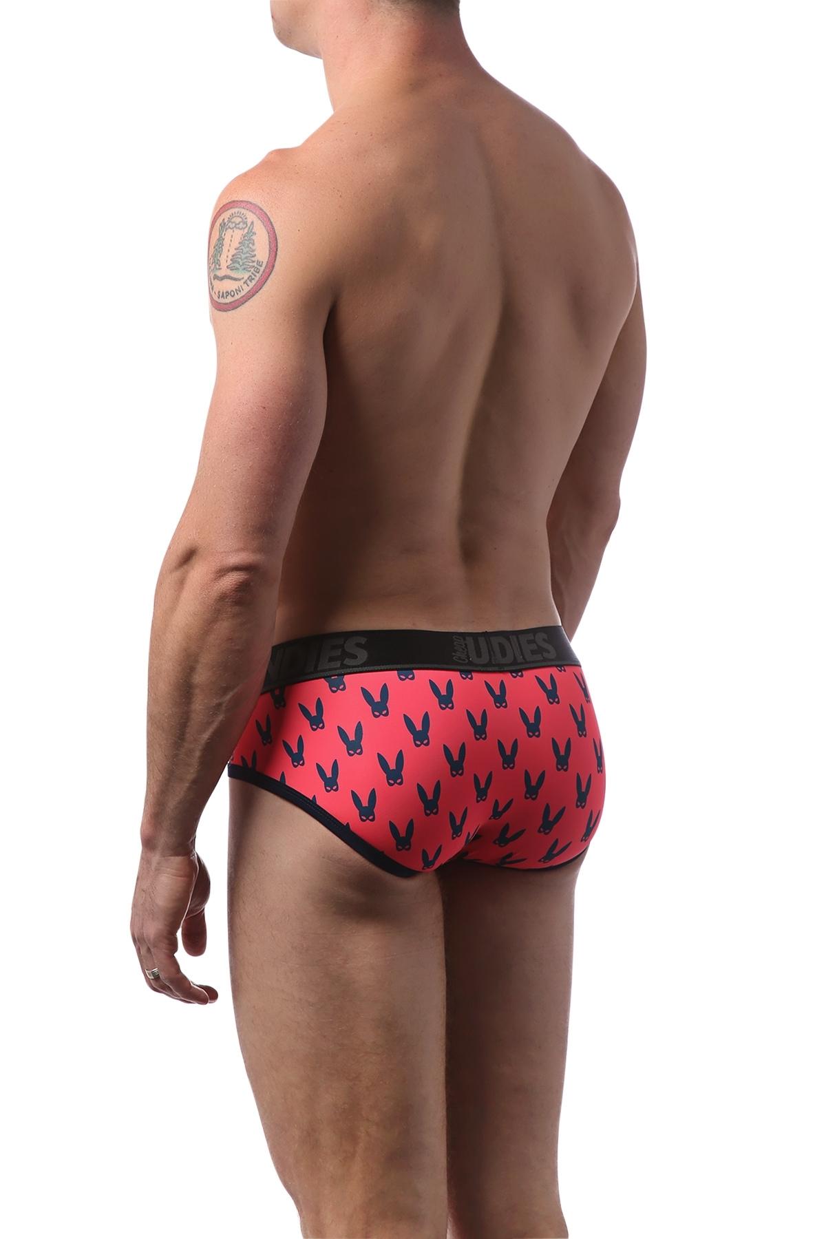CheapUndies Coral and Navy Naughty Bunny Brief