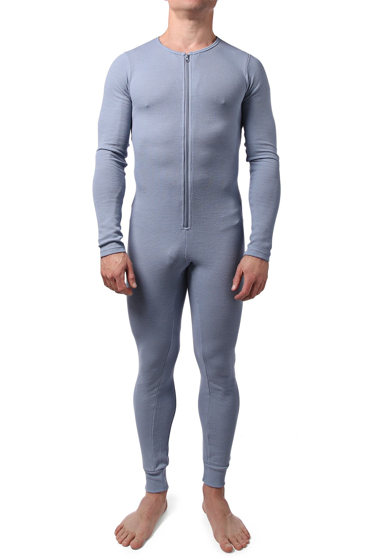 CheapUndies Light Blue Waffle Knit Thermal Union Suit