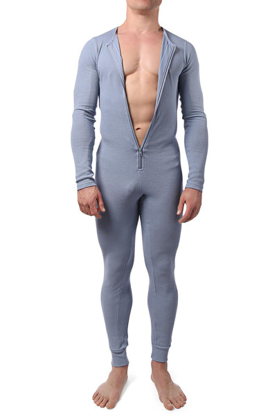 CheapUndies Light Blue Waffle Knit Thermal Union Suit
