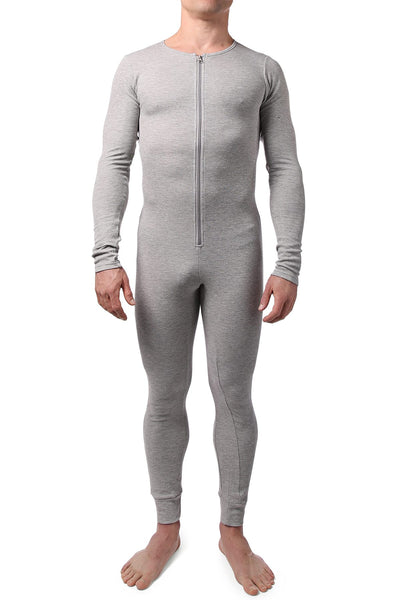 CheapUndies Light Grey Waffle Knit Thermal Union Suit
