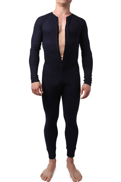 CheapUndies Navy Waffle Knit Thermal Union Suit