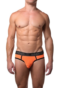 CheapUndies Neon Orange Exposed Mesh Brief thumbnail 1