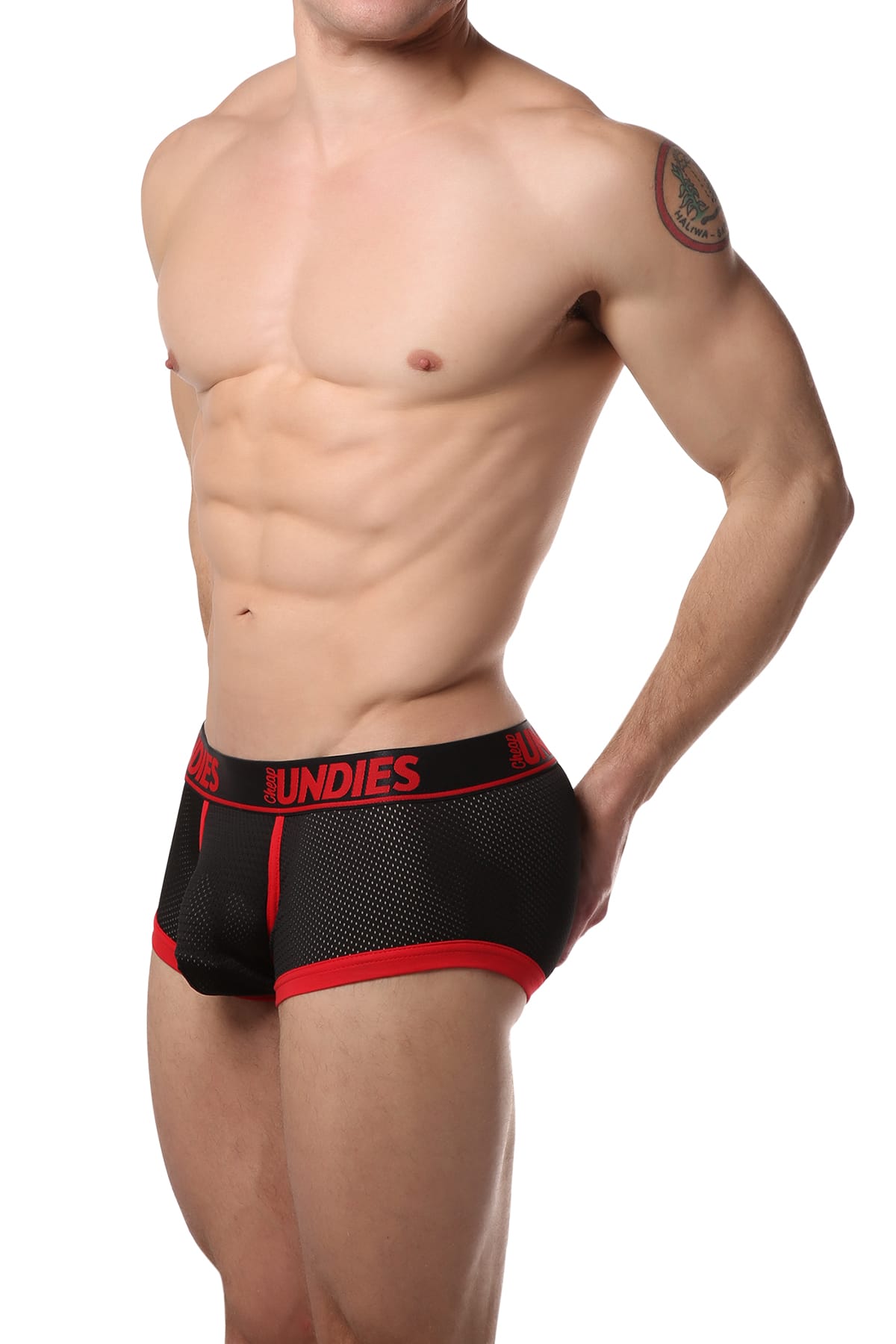 CheapUndies Red Exposed Sport Mesh Boxer