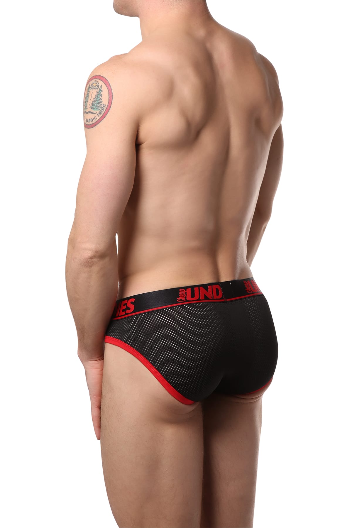 CheapUndies Red Sport Exposed Mesh Brief