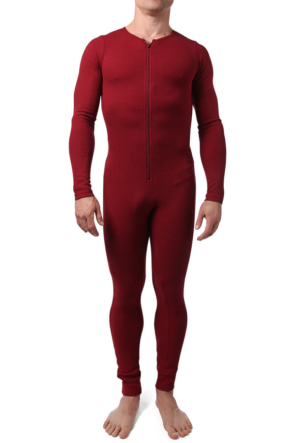 CheapUndies Red Waffle Knit Thermal Union Suit