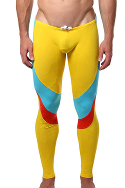 CheapUndies Yellow & Aqua Panel Performance Tight thumbnail 1