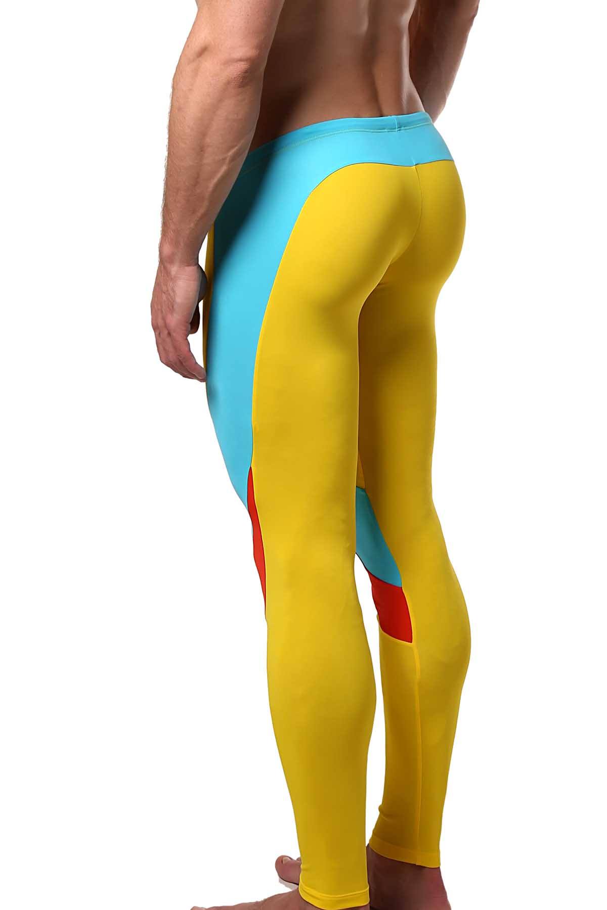 CheapUndies Yellow & Aqua Panel Performance Tight