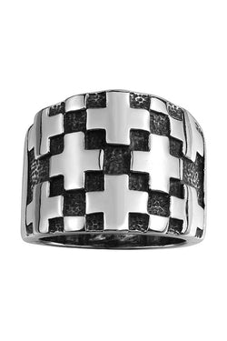 Checkered Cross Stainless Steel Ring thumbnail 1