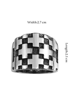 Checkered Cross Stainless Steel Ring thumbnail 3