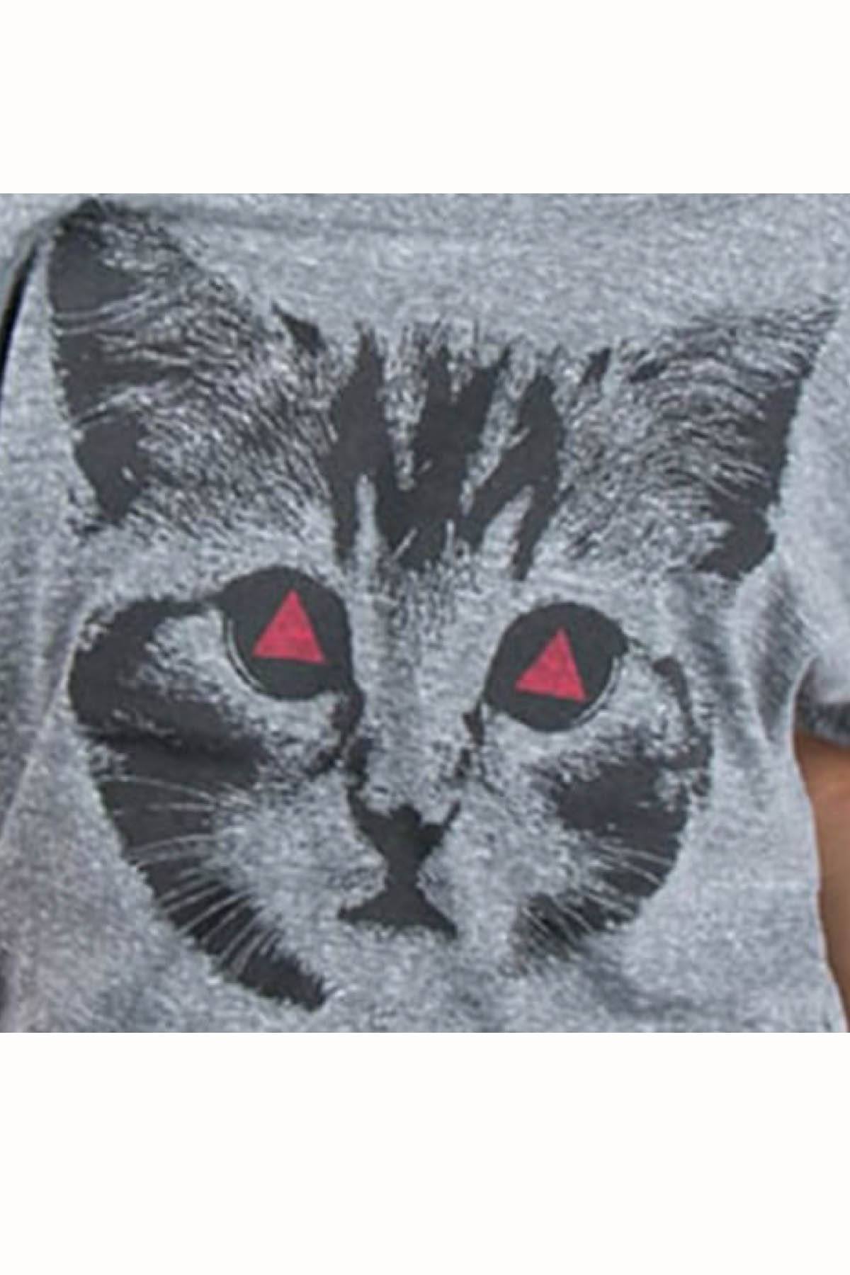 Choke Grey Angry-Kitty Dolman Tee