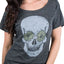 Choke Heather-Black Skull-Flower Dolman Tee