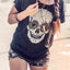 Choke Heather-Black Skull-Flower Dolman Tee