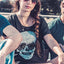 Choke Heather-Black Skull-Flower Dolman Tee