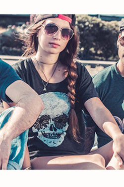 Choke Heather-Black Skull-Flower Dolman Tee thumbnail 4
