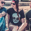 Choke Heather-Black Skull-Flower Dolman Tee