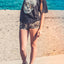 Choke Heather-Black Skull-Flower Dolman Tee