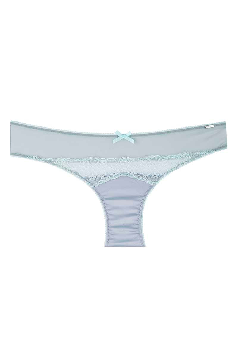 Christian Lacroix Pearl & Blue Glass Lace-Accent Satin Bikini