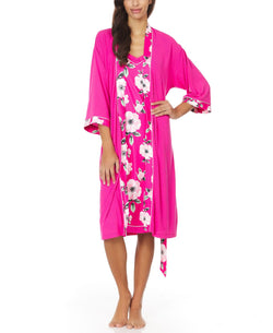 Christian Siriano New York Alta Chemise Nightgown & Robe 2pc Pajama Travel Set Pink thumbnail 1