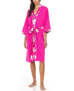 Christian Siriano New York Alta Chemise Nightgown & Robe 2pc Pajama Travel Set Pink thumbnail 4
