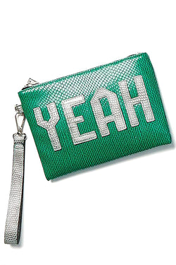 Circus by Sam Edelman Green Snake-Embossed YEAH Zip Pouch thumbnail 1