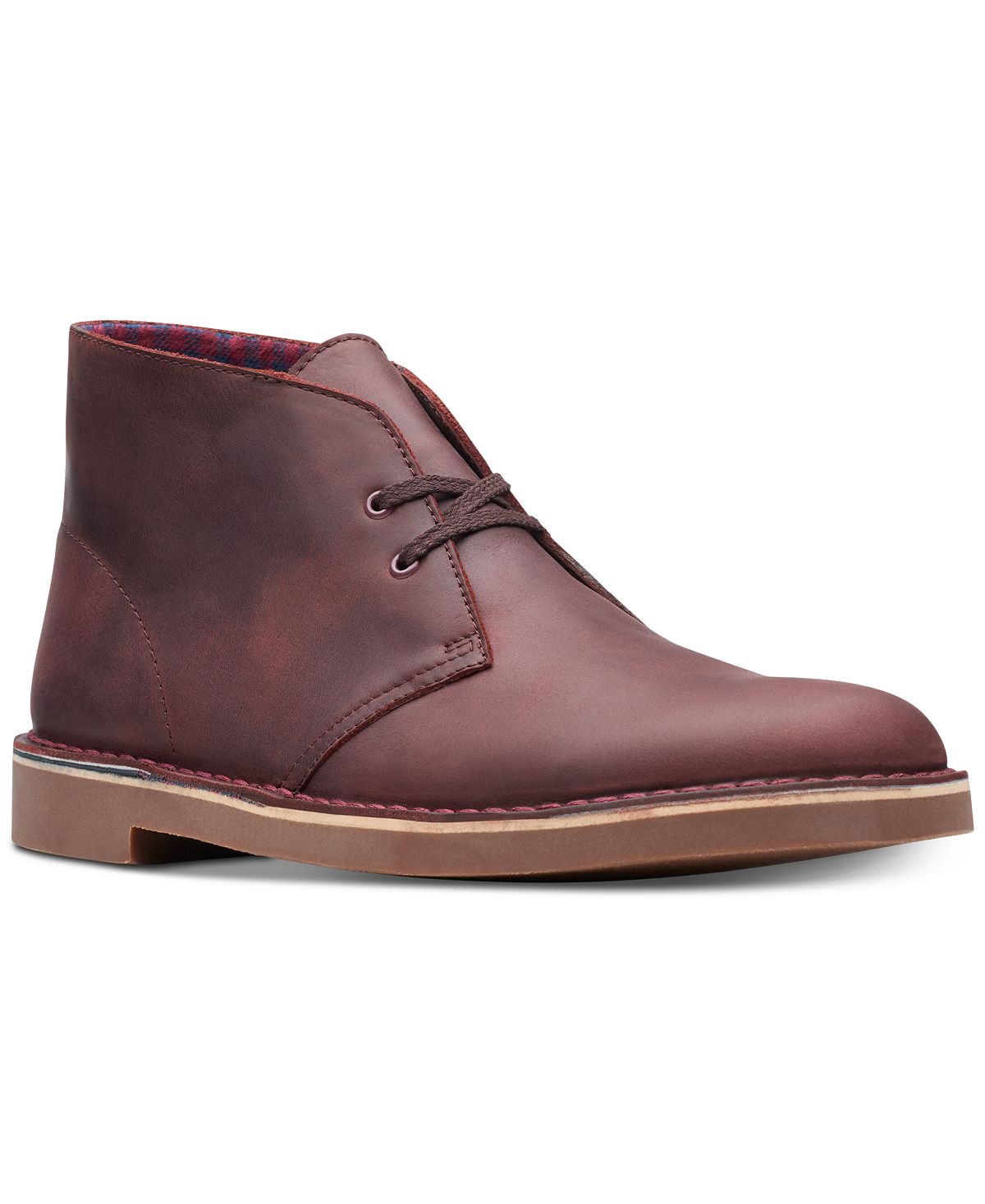 Clarks Bushacre 2 Aubergine Leather Chukka Boots Aubergine